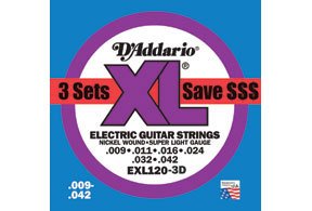 EXL120 Super Light Gauge Electric Guitar Strings 3 Pack