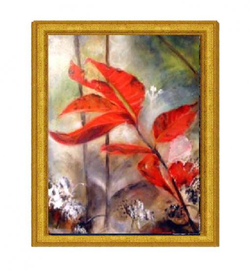 Red Leaves in Morning Mist