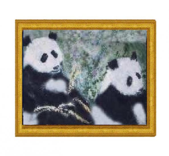 Pandas with Golden Bamboo