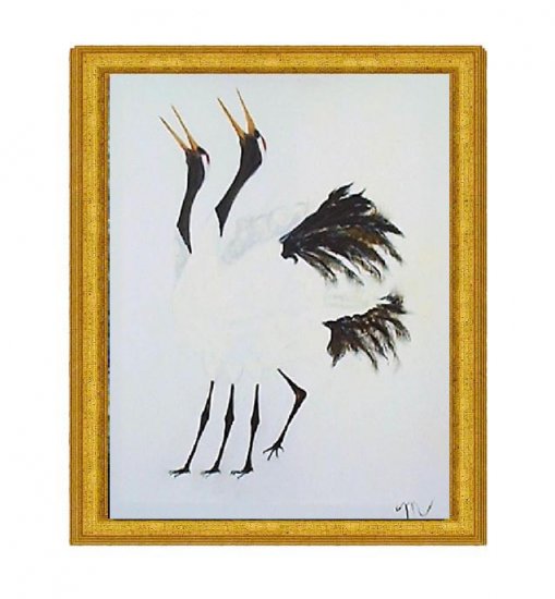 Duet of the Gold Beaked Cranes