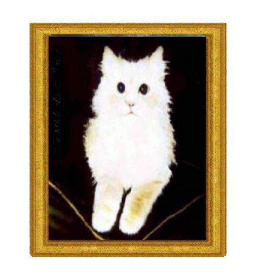 White Cat on Velvet Pillow