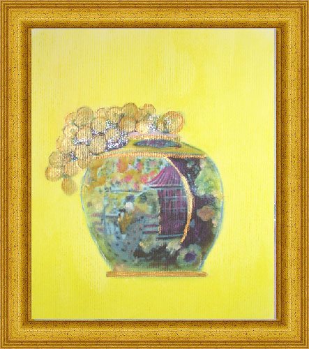 Golden Grapes in Oriental Vase