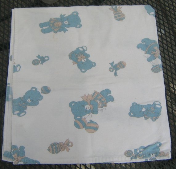 Blue Bear Flannel Summer Baby Receiving Blanket - 100% cotton - 34x32 inch