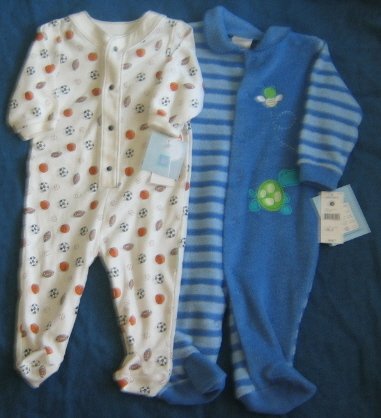 Infant Boy Footed Cotton Sleepers Size 6-9 mos. NEW NWT
