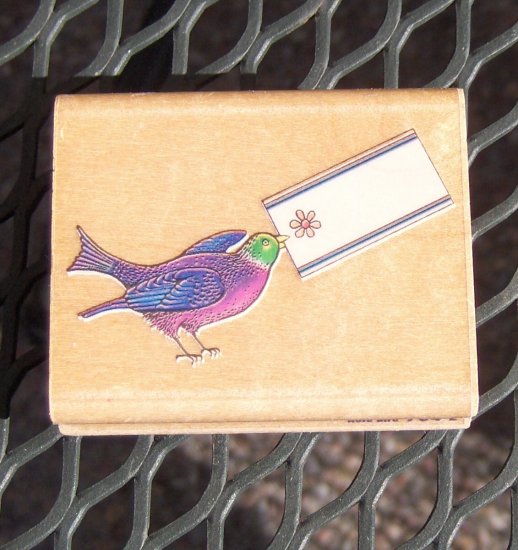 Rubber Stamp - Bird with Gift Tag - Rubber Stampede - Charles Wrysocki NEW