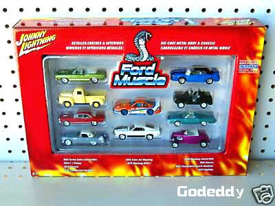 JOHNNY LIGHTNING FORD MUSCLE SET WITH Rare Black Bronco & WHITE LIGHTNING!