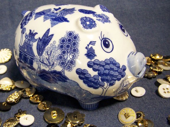 Blue Willow Piggy Bank BRAND NEW