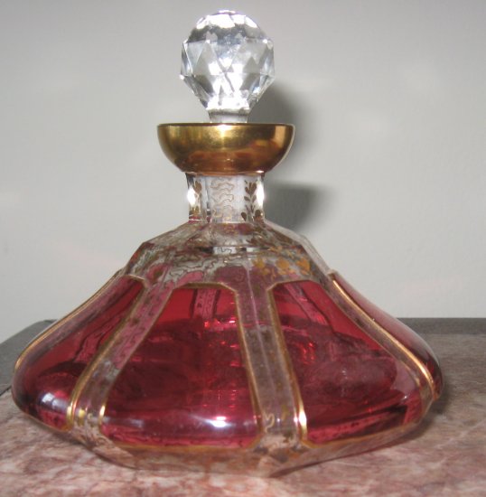 Gorgeous cranberry Moser cabichon Perfume Bottle