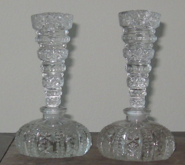 set of molded crytal perfume bottles