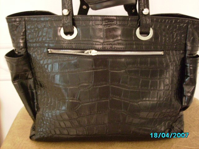 Beautiful high end croco embossed leather designer tote