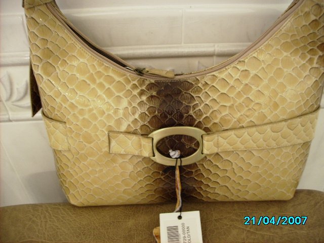 Charlie Lapson Designer croc embossed leather handbag
