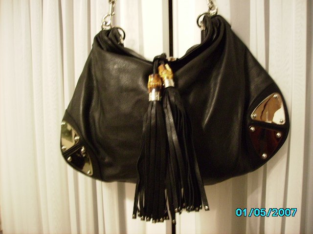 Designer inspired soft leather high end black hobo