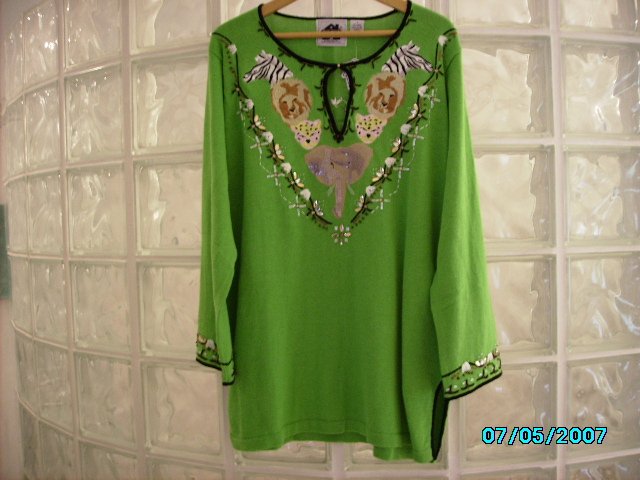 Storey Book Knits tunic sweater with animals