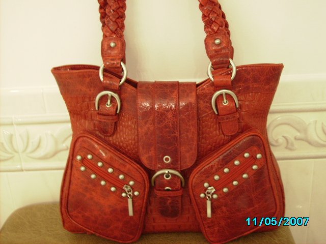 The Find croco embossed leather designer handbag