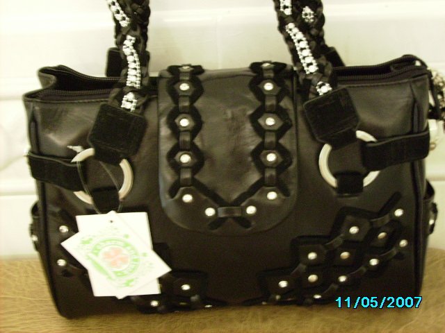Charm and Luck designer leather crystal embellished bag