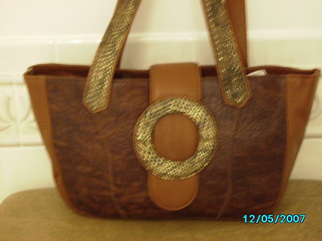 Carlos Falchi designer croco embosed leather and real lizard bag