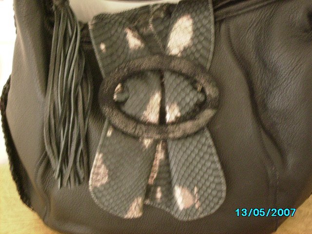 Carlos Falchi designer soft leather and lizard shoulder bag