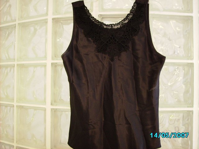 Black satin and lace cami