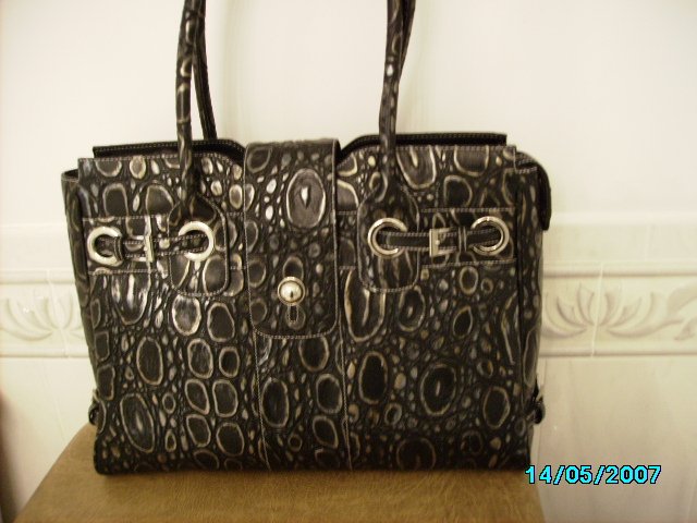 Charlie Lapson croco embossed leather luxery X-large tote bag