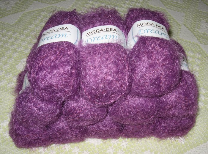 $72 Lot--12 Skeins Moda Dea Dream "Plum" Yarn + Free Gift!