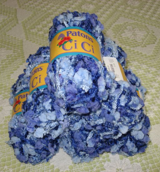 $36 Lot--6 Skeins Patons Ci Ci "Brazil Blue" Yarn + Free Gift!