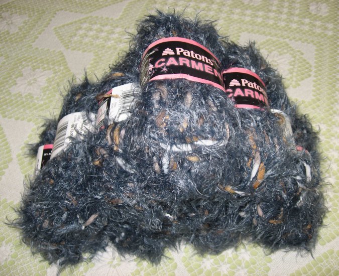 $60 Lot--10 Skeins Patons Carmen "Steel" Yarn + Free Gift!