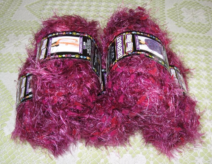 $25 Lot--5 Skeins Bling Bling "Cabaret Crimson" Yarn + Free Gift!