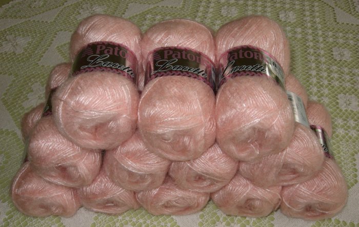 $78 Lot--12 Skeins Lacette "Hint of Rose" Yarn + Free Gift!