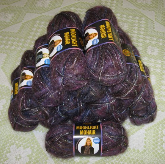 $135 Lot--15 Skeins Moonlight Mohair "Purple Mountains" + Free Gift!