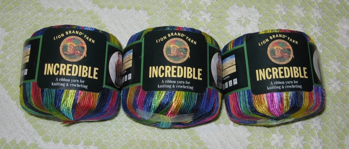$18 Lot--3 Skeins Lion Brand Incredible "Rainbow" Yarn + Free Gift!