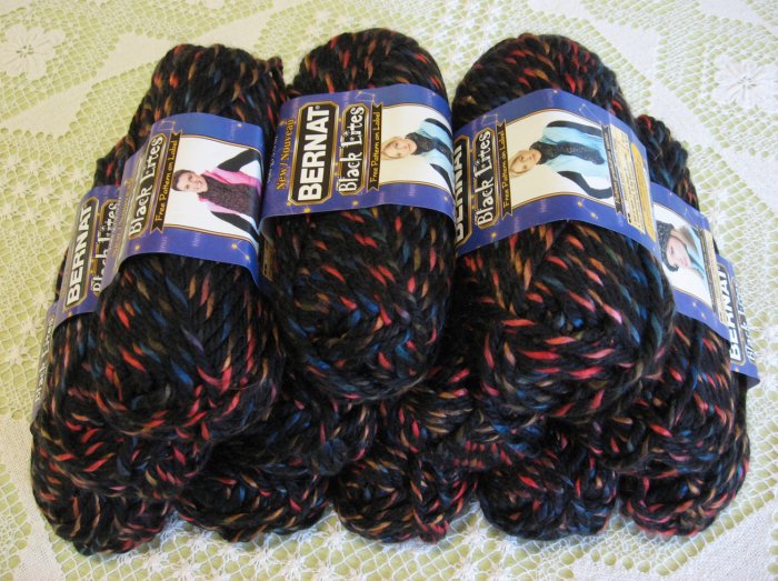 $60 Lot--12 Skeins Bernat Black Lites "Saffron Silk" Yarn + Free Gift!