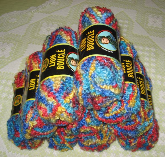 $50 Lot--10 Skeins Lion Boucle "Jelly Bean" Yarn + Free Gift!