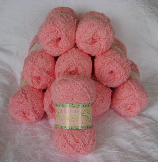 $50 Lot--10 Skeins Patons Be Mine "Furry Rose" Yarn + Free Gift!