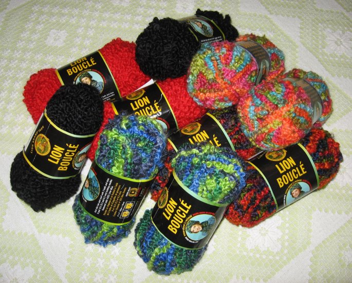 $50 Mixed Lot--10 Skeins Lion Boucle Yarn + Free Gift!