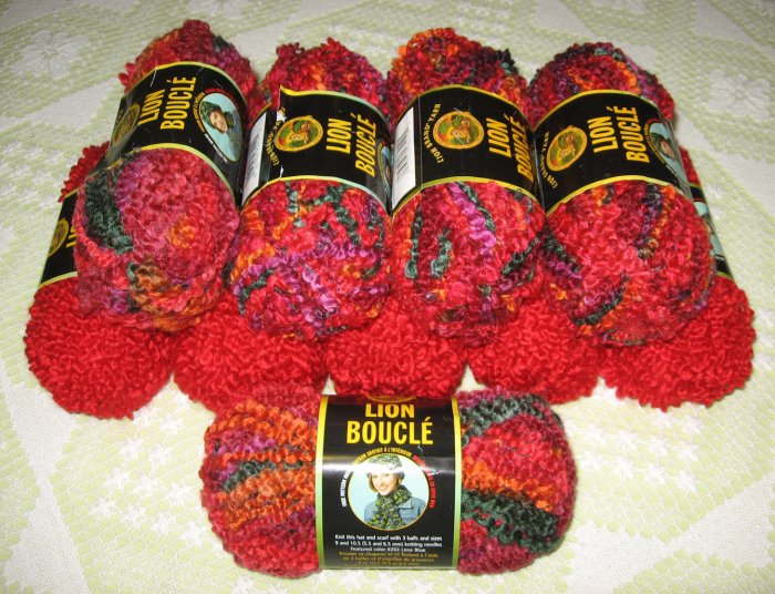 $50 Mixed Lot--10 Skeins Lion Boucle Yarn + Free Gift!