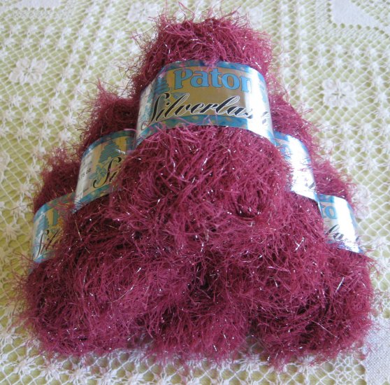 $39 Lot--6 Skeins Silverlash "Maroon Magic" Yarn + Free Gift!