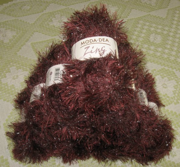 $60 Lot--10 Skeins Moda Dea Zing "Chestnut" Yarn + Free Gift!