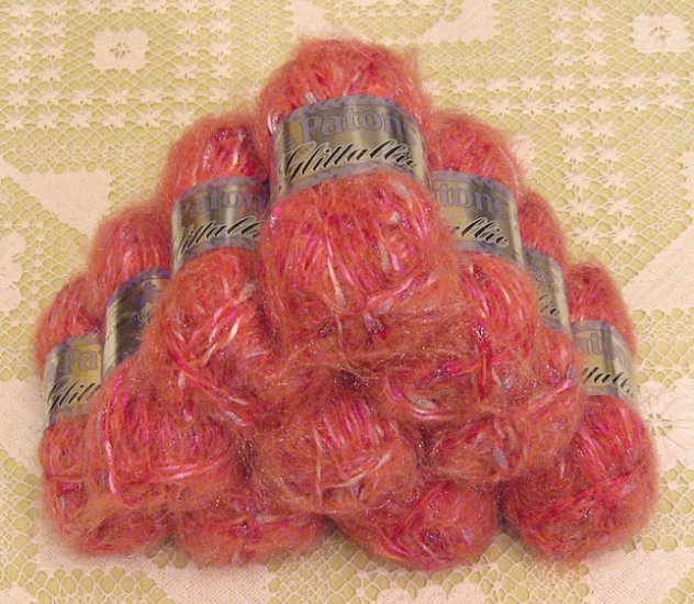 $70 Lot--10 Skeins Glittallic "Maroon Shine" Yarn + Free Gift!