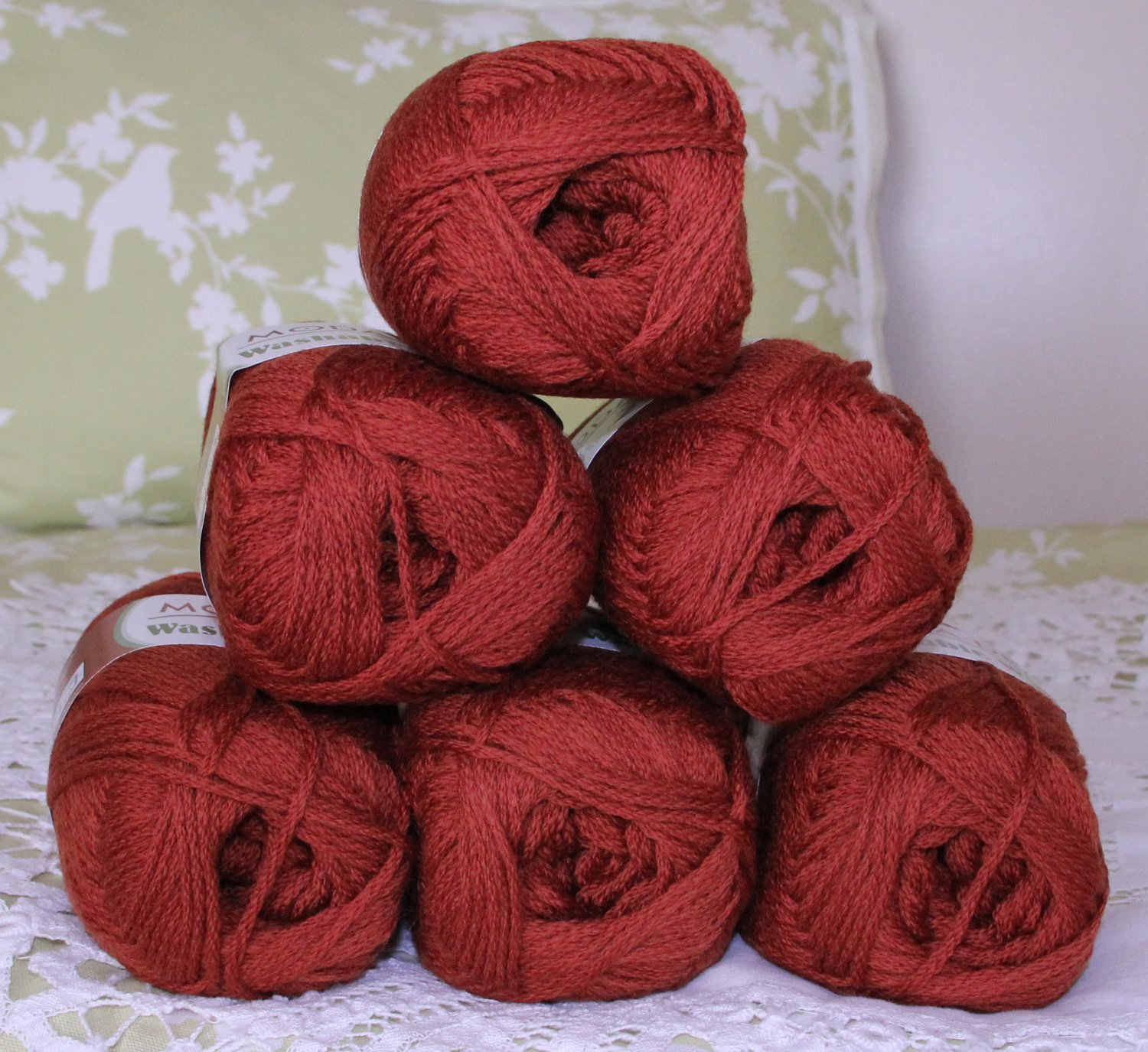 $48 Lot--6 Skeins Moda Dea Washable Wool "Rust" Yarn + Free Gift!