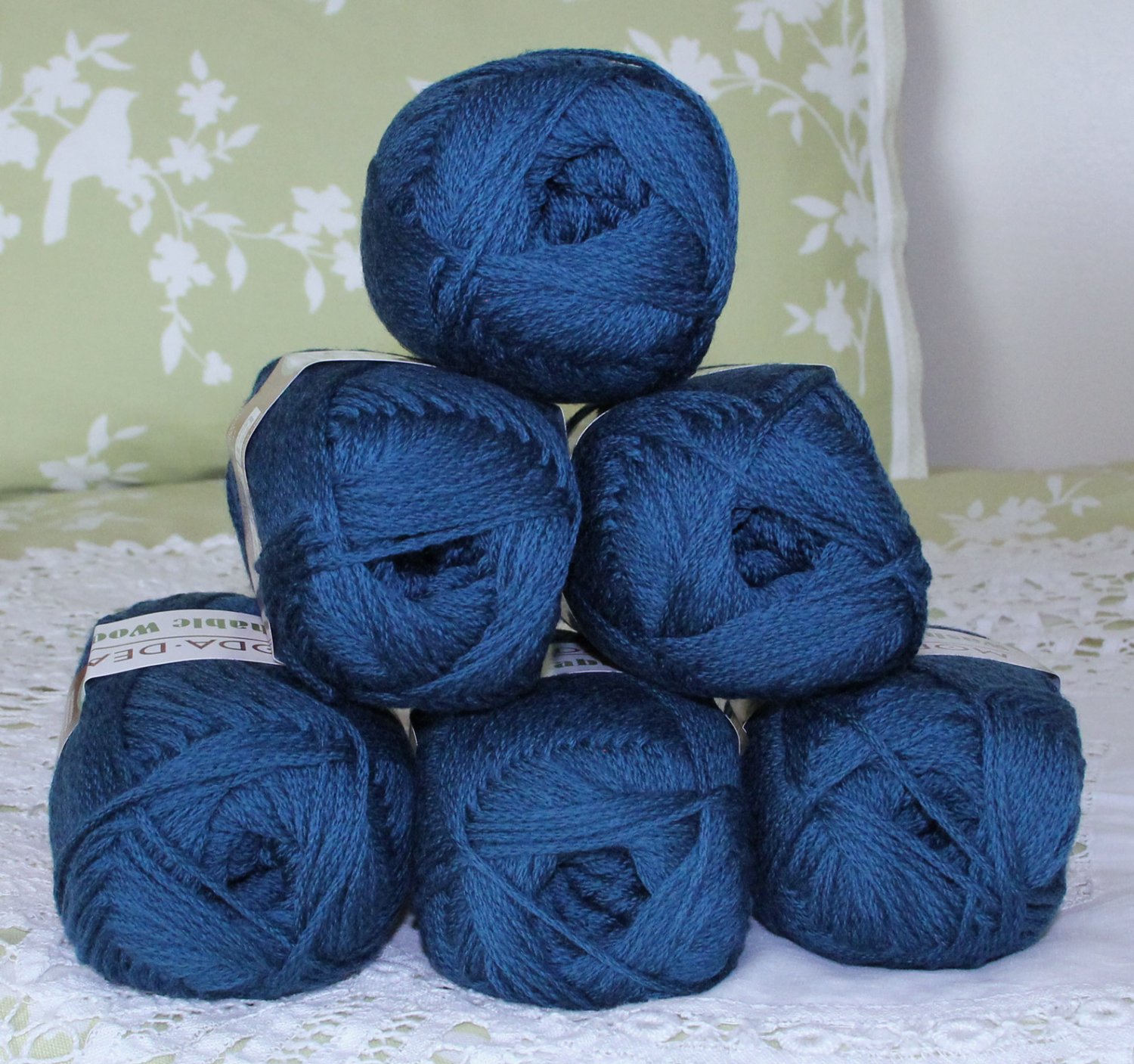 $48 Lot--6 Skeins Moda Dea Washable Wool "Real Teal" Yarn + Free Gift!