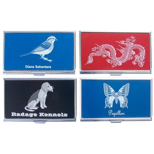 Business card case metal laser engraved with your text and graphic