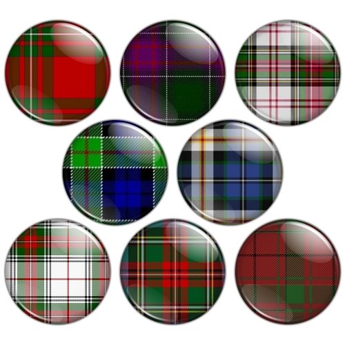 Tartan Pattern 1.25 inch Pinback Button Badge Set