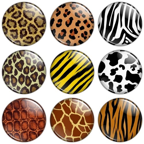 Animal Print 1.25 inch Pinback Button Badge Set