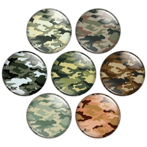 Camouflage Pattern 1.25 inch Pinback Button Badge Set