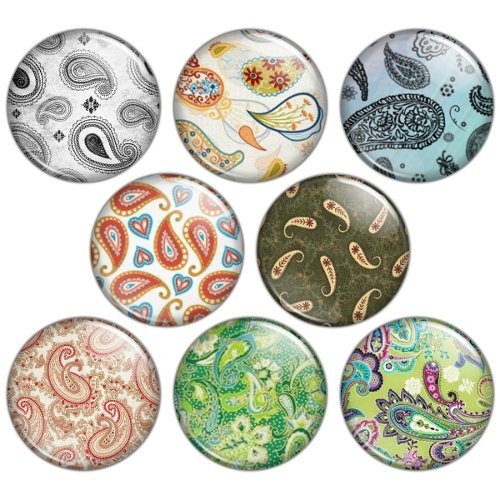 Paisley Design 1.25 inch Pinback Button Badge Set