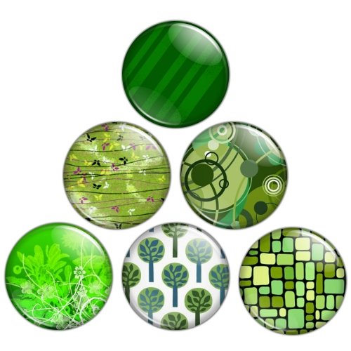 Green Color Themed 1.25 inch Pinback Button Badge Set 3