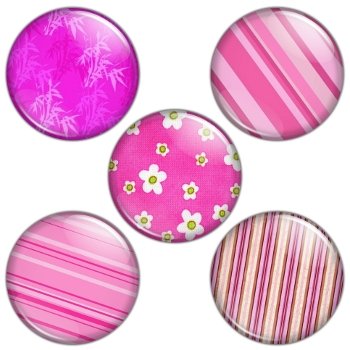 Pink Color Themed 1.25 inch Pinback Button Badge Set