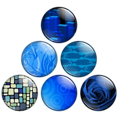 Blue Color Themed 1.25 inch Pinback Button Badge Set 1