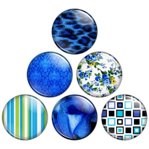 Blue Color Themed 1.25 inch Pinback Button Badge Set 2