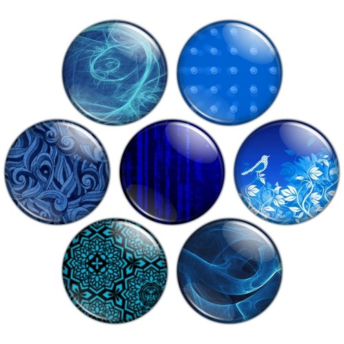 Blue Color Themed 1.25 inch Pinback Button Badge Set 3